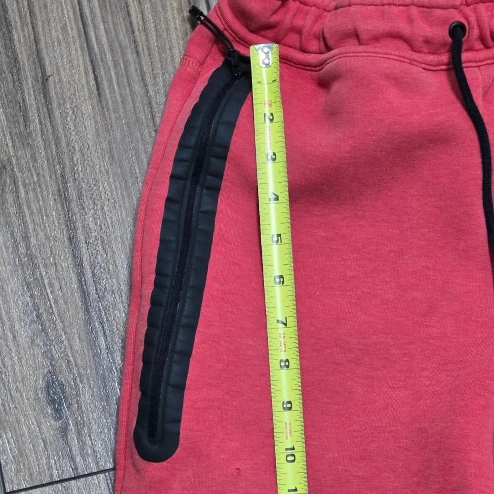 Nike Tech Fleece Shorts Womens Small Red Heathered Bonded Zip Athletic Casual